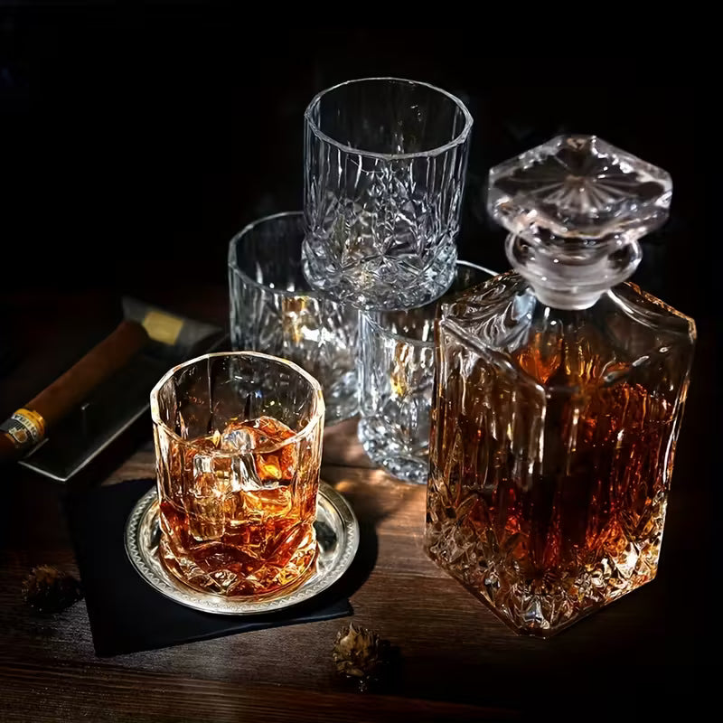 Whiskey Bottle and Glass Set