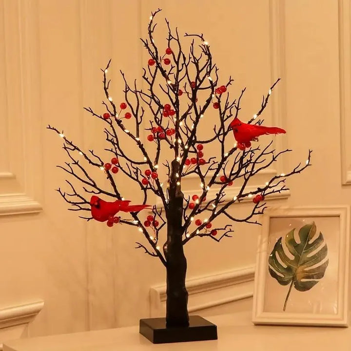 Shimmering Vintage Tree with Cardinals