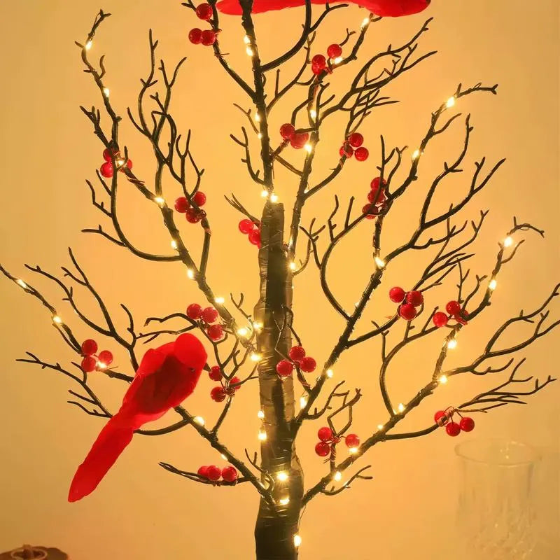 Shimmering Vintage Tree with Cardinals