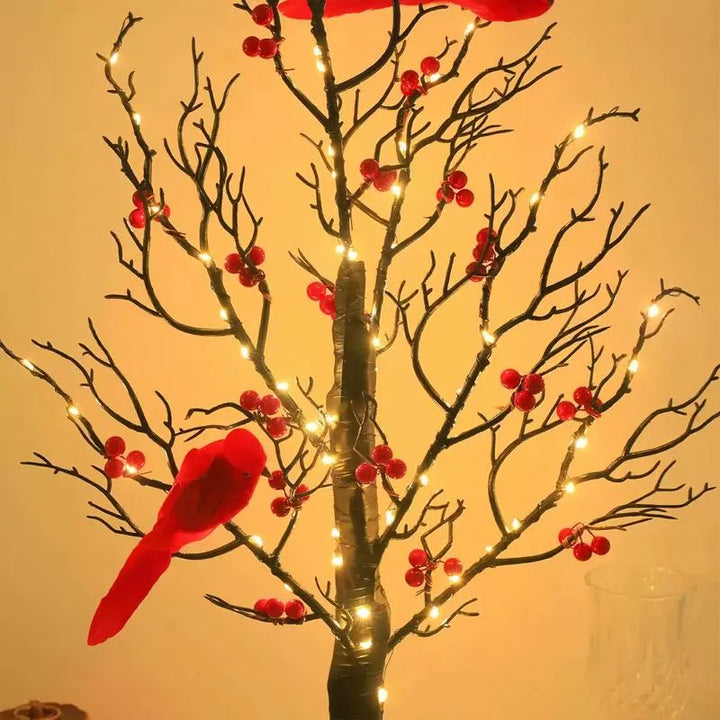 Shimmering Vintage Tree with Cardinals