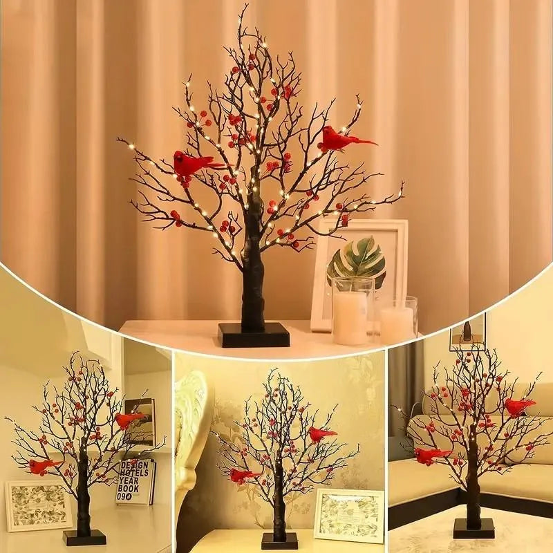 Shimmering Vintage Tree with Cardinals