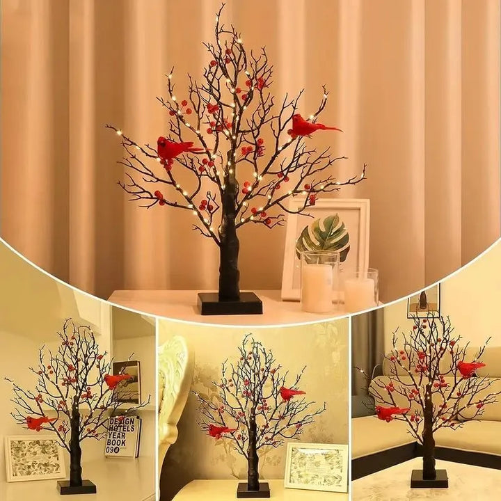 Shimmering Vintage Tree with Cardinals