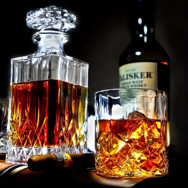 Whiskey Bottle and Glass Set