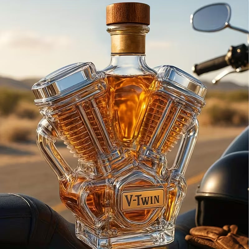 V Twin Motor Whiskey Bottle