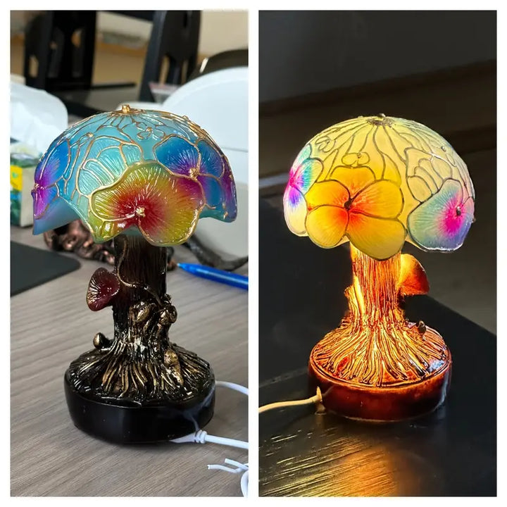 Boho Chic Mushroom and Flower Lamp
