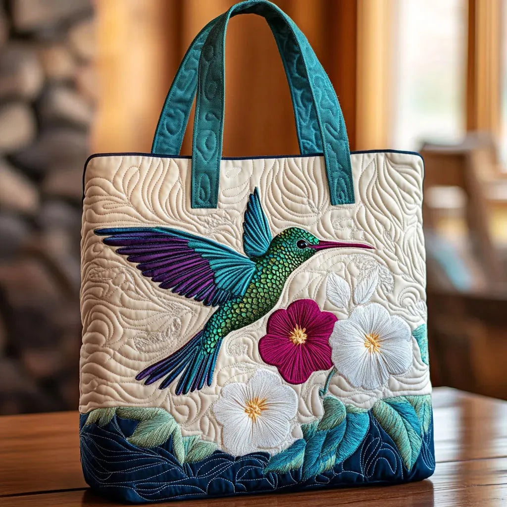 White Flower Quilted Handbag