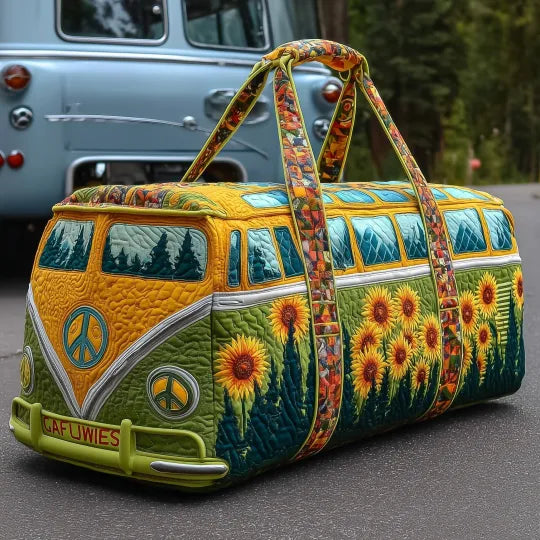 Hippie Sunflower Quilted Travel Bag