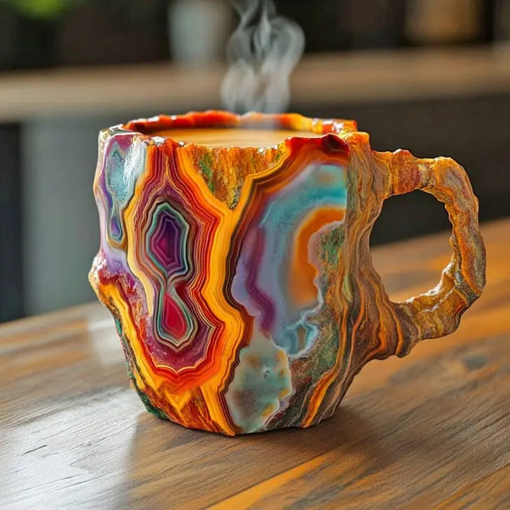Coffee Mugs with Embedded Mineral Crystals
