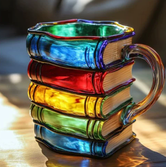 Colorful Handmade Book-Themed Mug