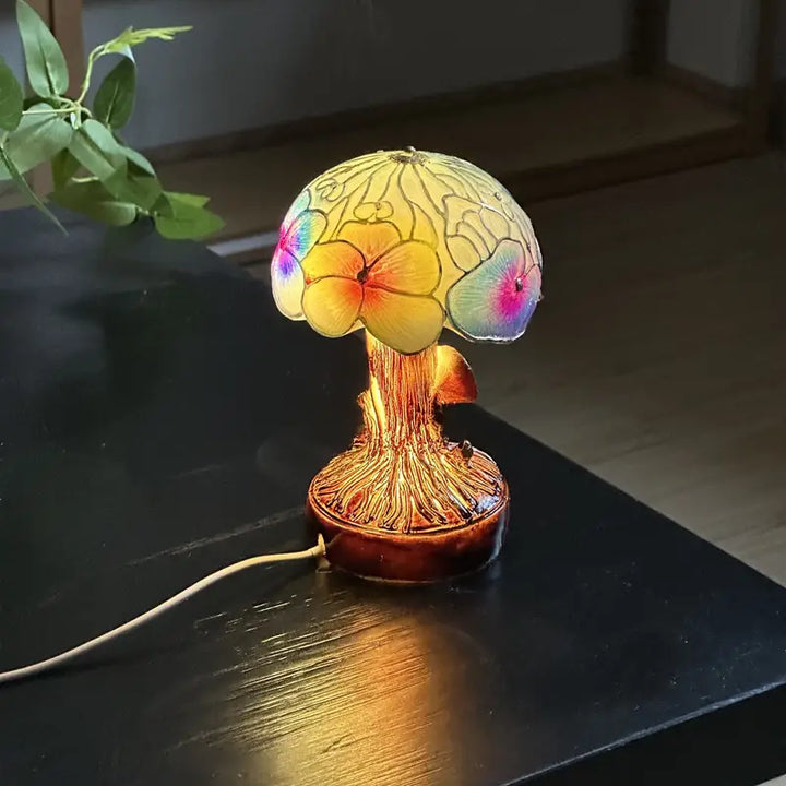 Boho Chic Mushroom and Flower Lamp